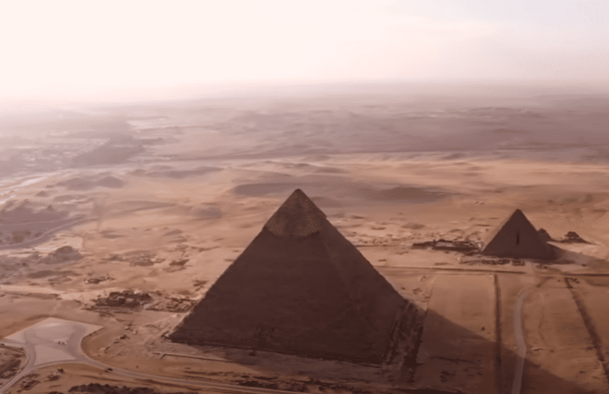 Pyramids of Giza, a historical landmark and the subject of Nikola Tesla's alleged revelations about their secrets.