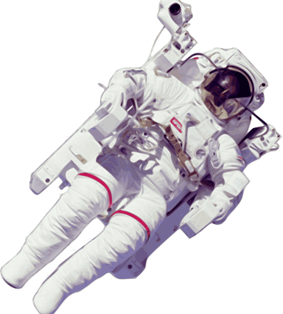 Astronaut in space suit holding helmet with reflection of Earth in the visor.