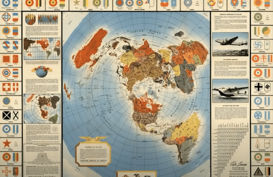 lat Earth Map with Labels and Borders.