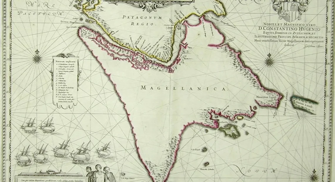 An old map with intricate details and symbols, featuring the territory of Tartary and labeled "TABVLA MAGELLANICA".