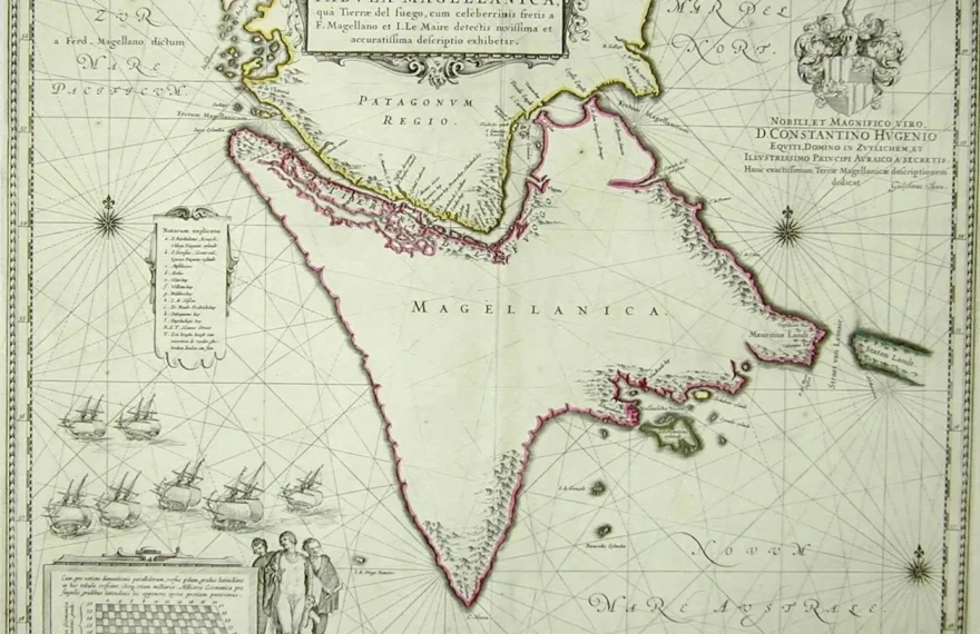 An old map with intricate details and symbols, featuring the territory of Tartary and labeled "TABVLA MAGELLANICA".