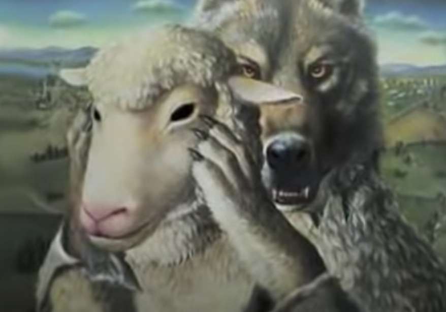 Image depicting a wolf in sheep's clothing, symbolizing the deceptive nature of the globe earth theory