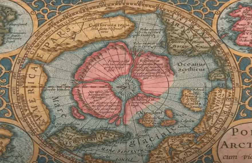 Old Polar Map showing early exploration and navigation.