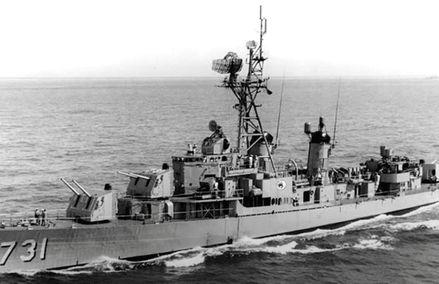 Vietnam War Gulf of Tonkin Incident: Image of a navy boat in the ocean