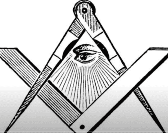 Freemasonic caliper and all-seeing eye