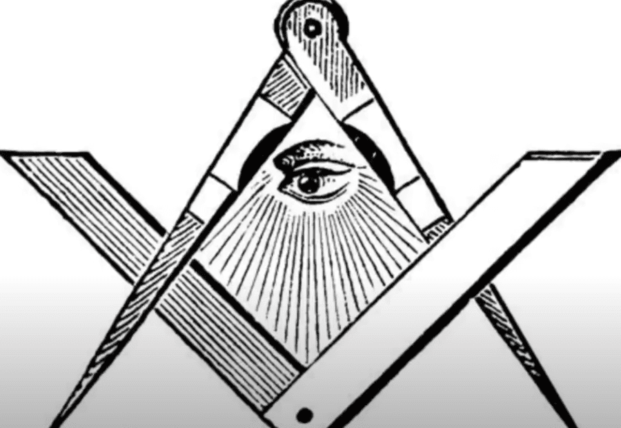 Freemasonic caliper and all-seeing eye