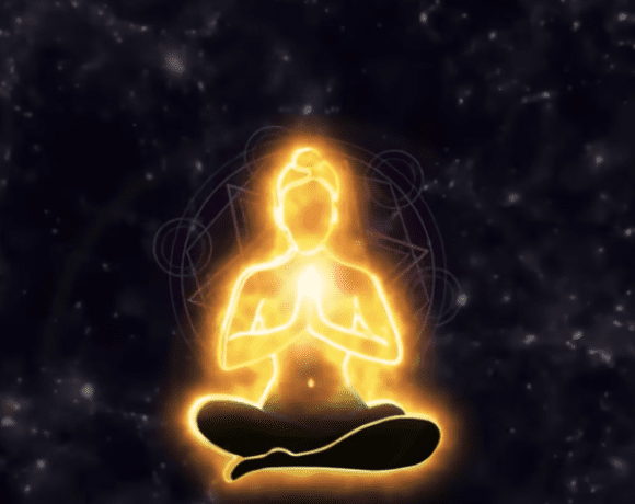 meditating man animation with energy flow