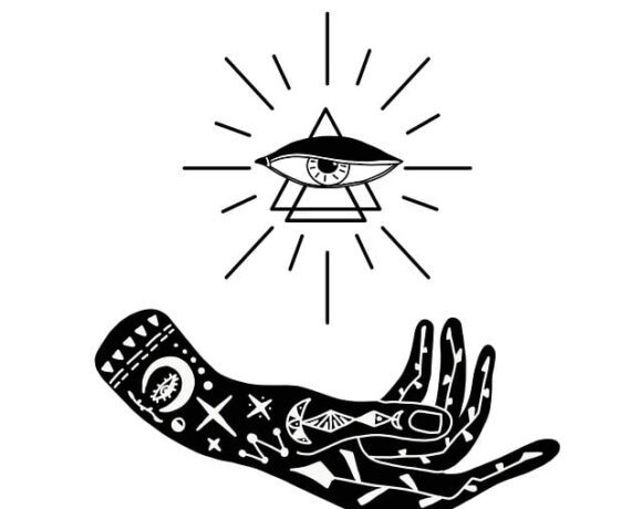 Occult symbols: Hand, Eye, Triangle, and Sun