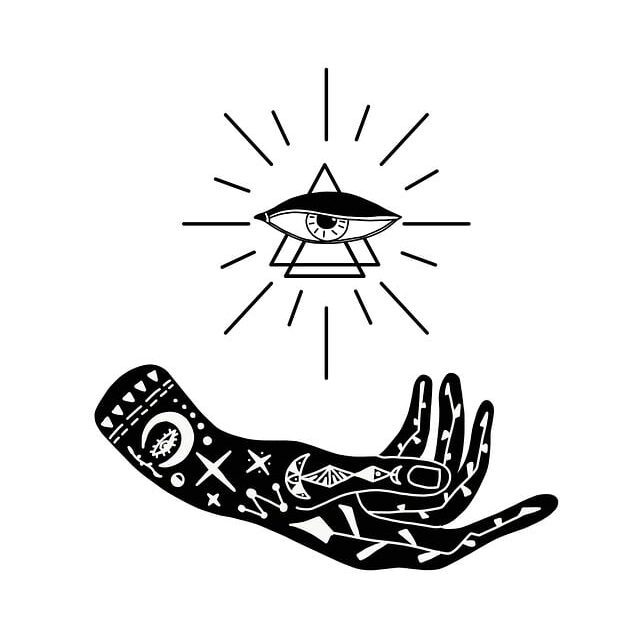 Occult symbols: Hand, Eye, Triangle, and Sun