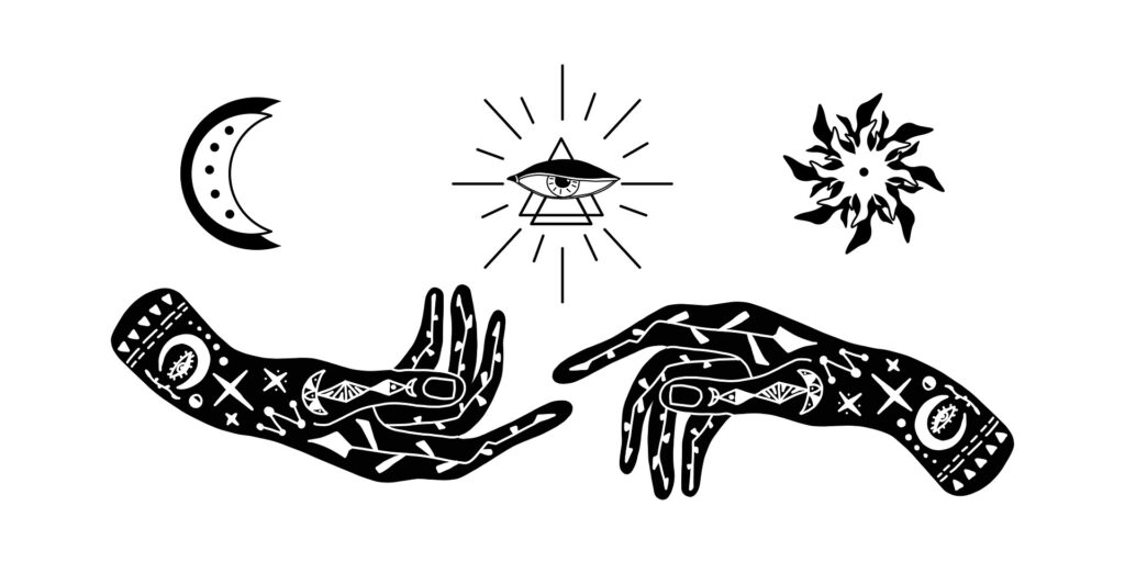 Masonic symbolism of the hand, sun, moon and eye