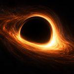 Artist illustration of a glowing orange ring surrounding a black hole shadow.