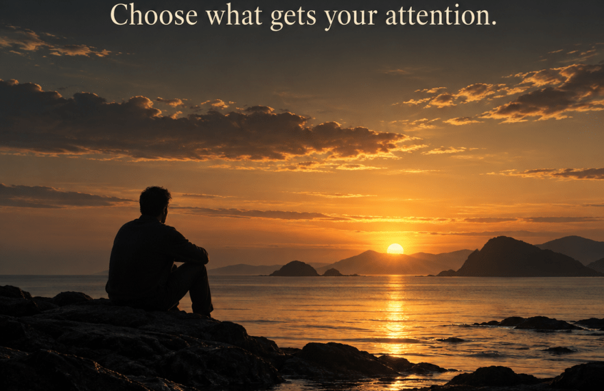 Choose your attention — an original VEGASTAR reflection illustration.