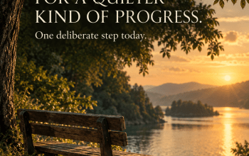Quiet progress — original VEGASTAR artwork about taking one deliberate step.