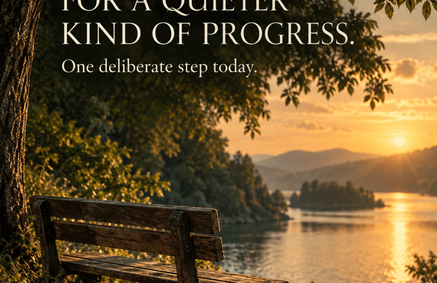 Quiet progress — original VEGASTAR artwork about taking one deliberate step.